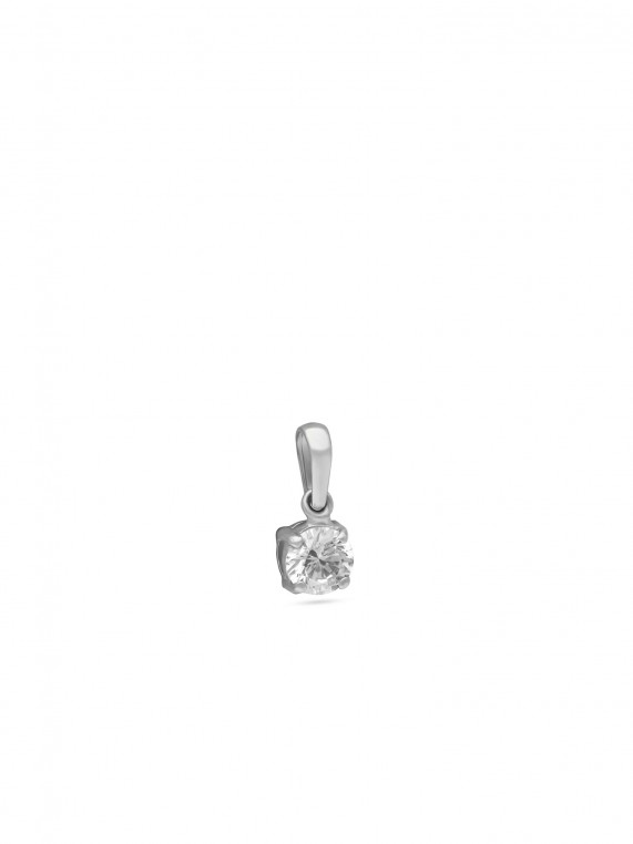 14K White Pendant with Clear Man made Cubic Zirconia