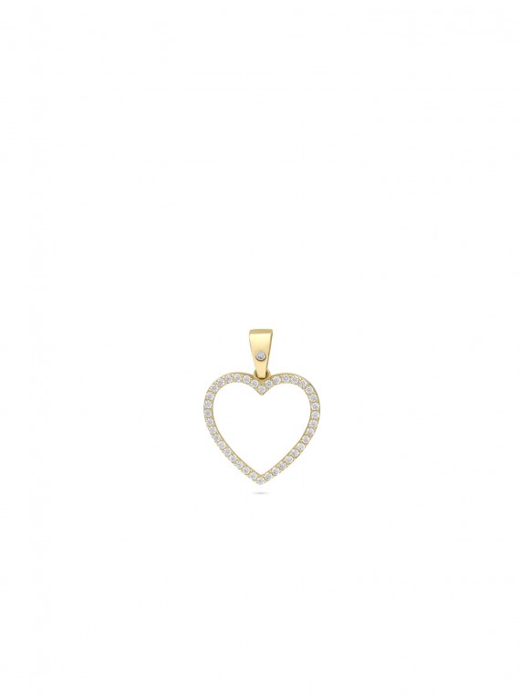 14K Gold Pendant with Clear Man made Cubic Zirconia