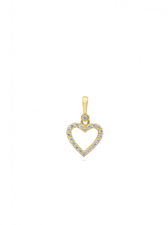 14K Gold Pendant with Clear Man made Cubic Zirconia